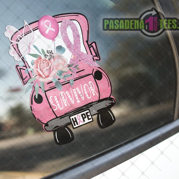 NEW Breast Cancer Survivor Hope Flowers Pink Vehicle Decal/Sticker 4x5" - Picture 2 of 2